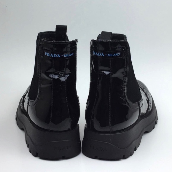 PRADA  Chelsea  patent leather Boot sz 7.5 - Picture 5 of 8
